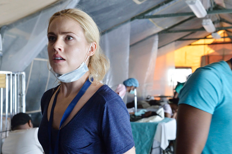 Amanda Schull as Cassandra Railly, in Haiti (Ben Mark Holzberg/Syfy)